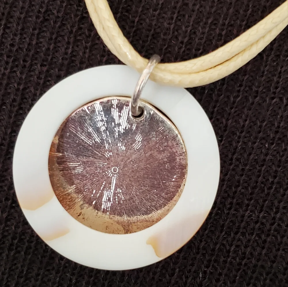 Cream and tan boho Serenity pendant cord necklace